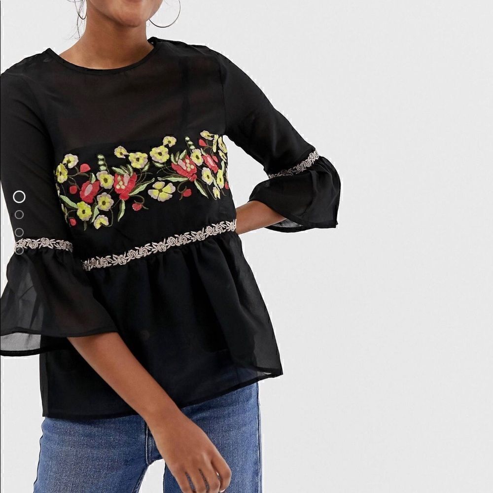 EUC Brave Soul floral embroidered blouse